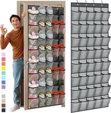 Windyun 40 Over the Door Shoe Organizer Large Mesh Pocket Hanging Shoe Rack f...