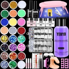 Acrylic Nail Kit Professional UV LED Lamp Acrylic Powders Complete Salon Set