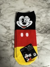 Mickey Mouse Disney No Show Socks size 4-10 black yellow red NWT