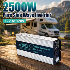 2500W 12V Pure Sine Wave Power Inverter Camp Motor Car Truck Home Solar System