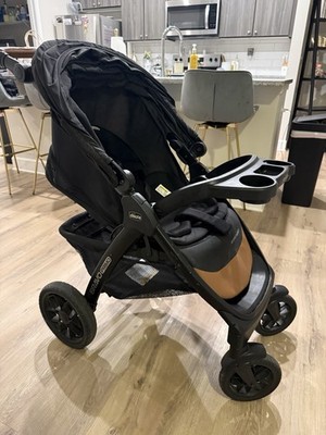 Chicco Bravo Primo Stroller Black Brown Single Folding Adjustable Handles Basket