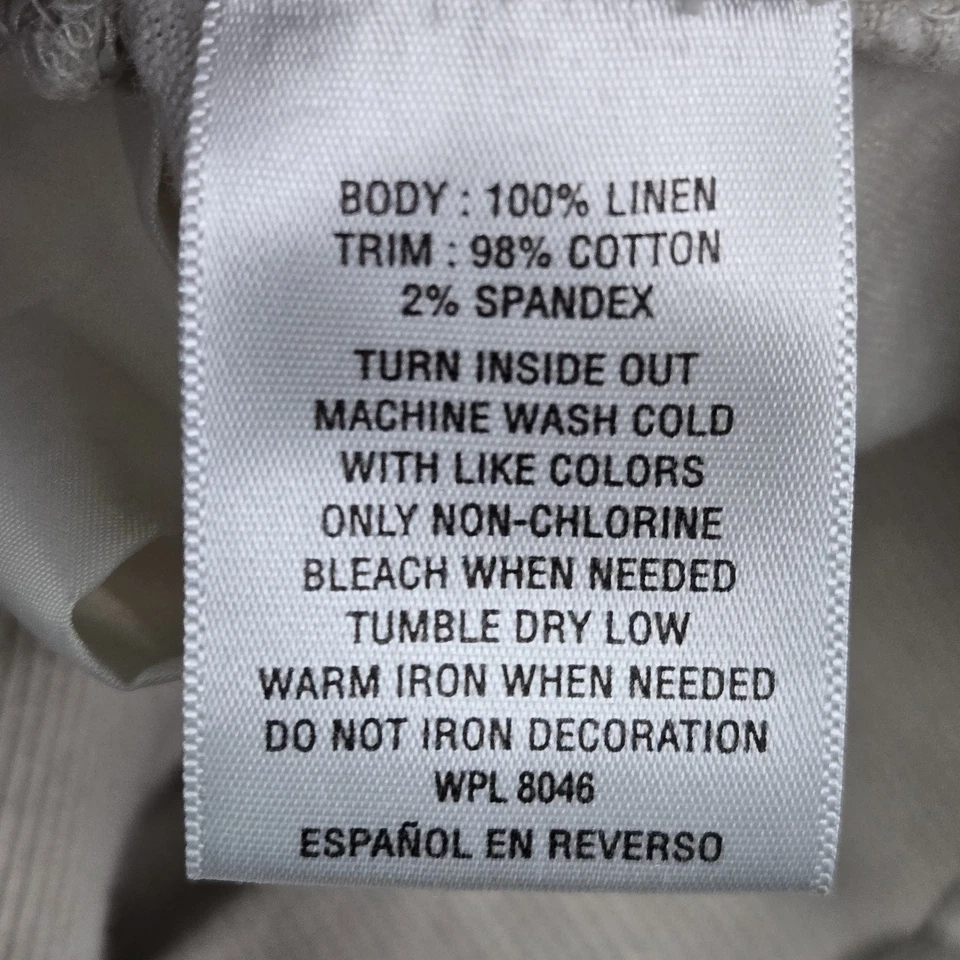 Pantalones Mujer Colección JM 16 Beige Algodón Lino Abuela Costera 26" Entrepierna Foto 4 de 4