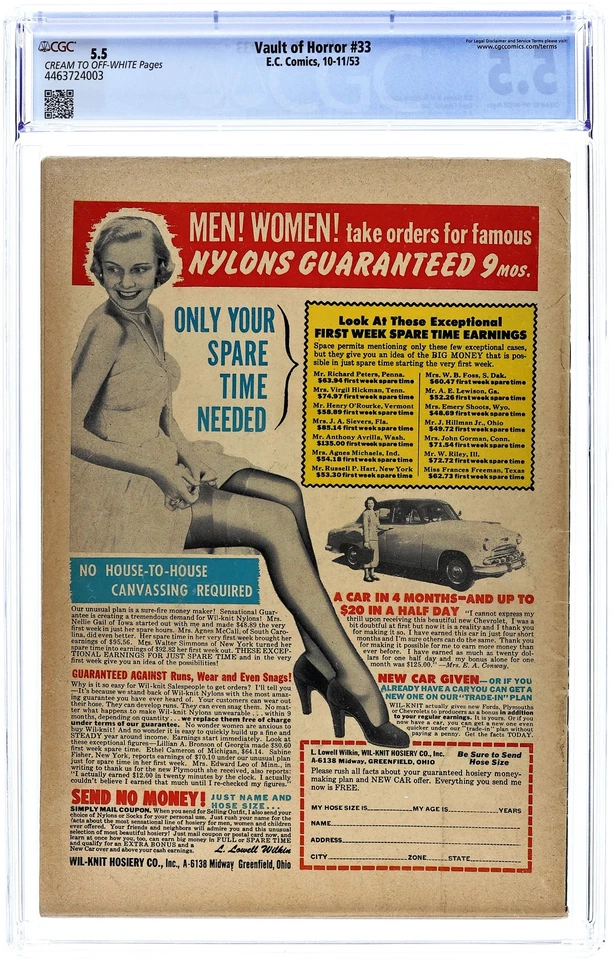 Vault of Horror #33 CGC 5.5 1953 4463724003 - Image 2 of 2