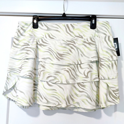 NWT XL Ideology Green And White Abstract Zebra Print Golf Tennis Active Skort
