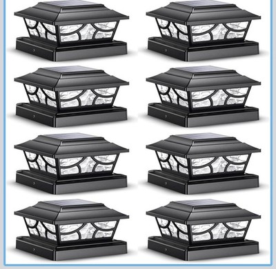 Siedinlar Solar Outdoor Post Lights Black 8 Pack