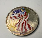 2001 Colorized American Silver Eagle Coin - Light Toning on the Rim