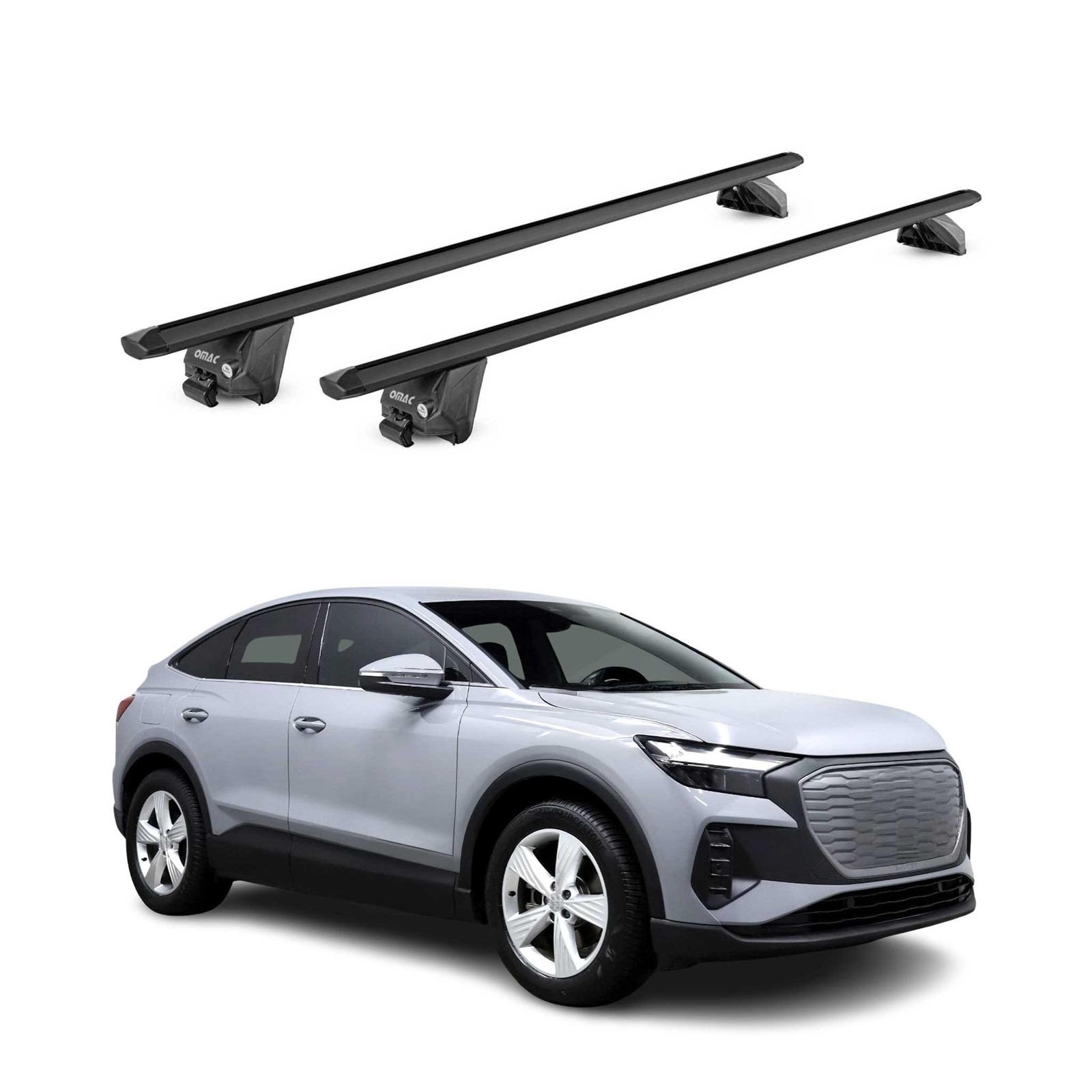 Barres de toit transversales Audi Q4 2021-2026 alu noir de 2 pièces