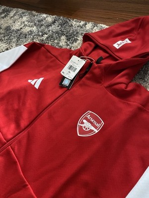 adidas Arsenal FC Soccer Full Zip Hooded Jacket Red/White Size XL