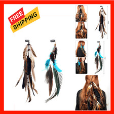 Feather Hair Extensions Clips Bohemian Style for Women Costume Party Halloween
