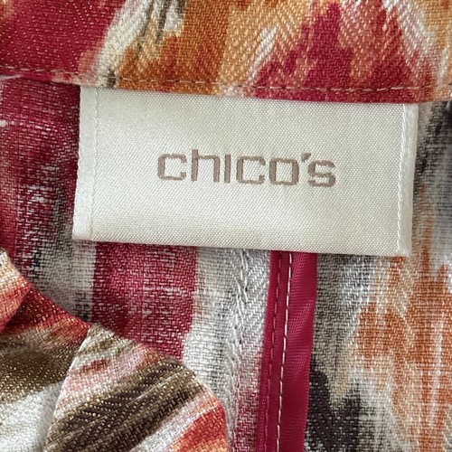 Chico's Jacket Women 0 XS Open Front Colorful Blazer Pockets 3/4 Sleeve Linen - Picture 8 of 13