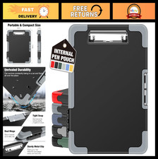 Heavy Duty Clipboard with Storage Pen Pouch, A4 Letter Size, Shockproof Case