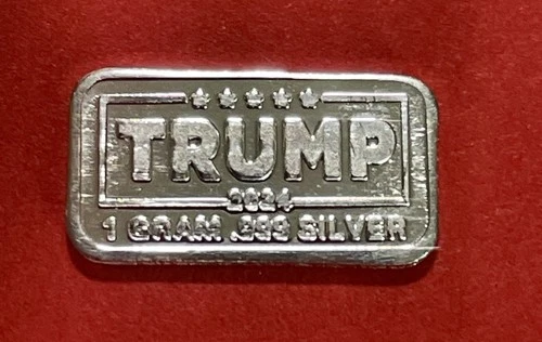 I Gram Solid Silver Trump/American Flag Bar! Fine .999 Pure Silver!