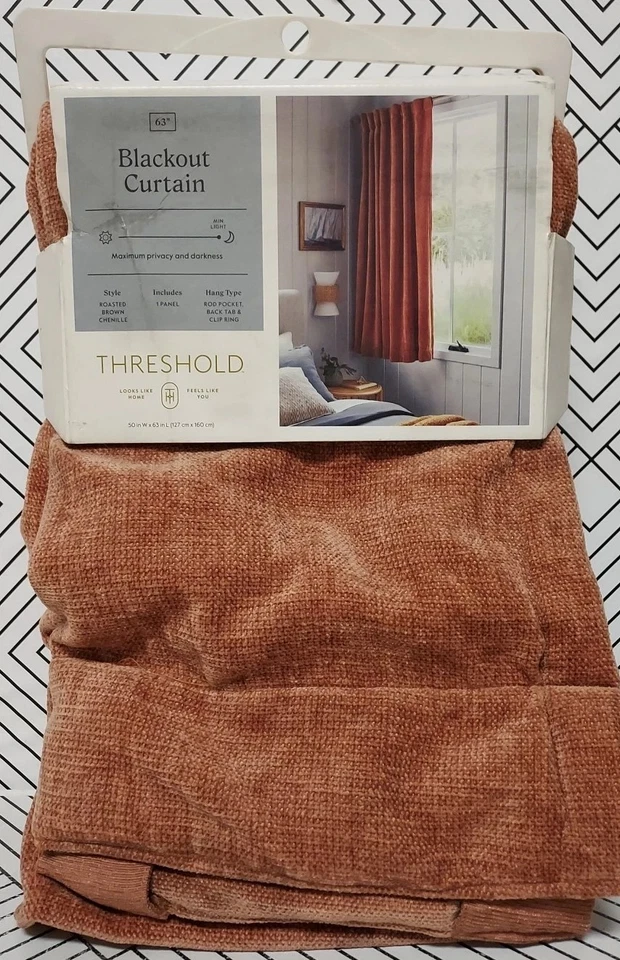 🥥 Umbral 50"x63" Blackout Chenille Cortina Panel Marrón🆕️COMO SE MUESTRA👇 Foto 3 de 4