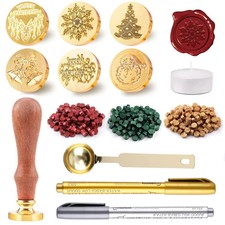 Christmas Wax Seal Stamp Kit Wax Seal Stamp Brass Head, 300Pcs Sealing Wax Bead