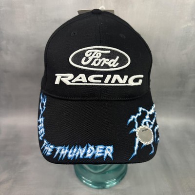 Ford Racing Hat Cap Strap Back Black Drew Pearson NASCAR Auto Racing Thunder