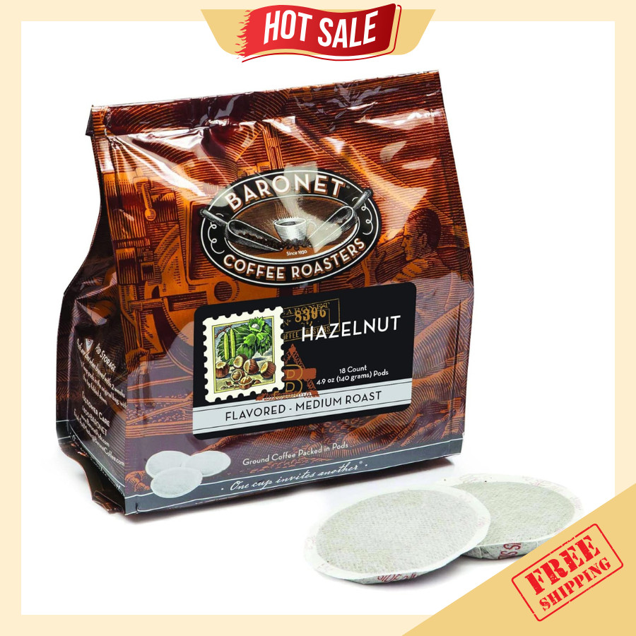 Pods [Hazelnut Flavored-54 Pods] Single Cup Use like Senseo 