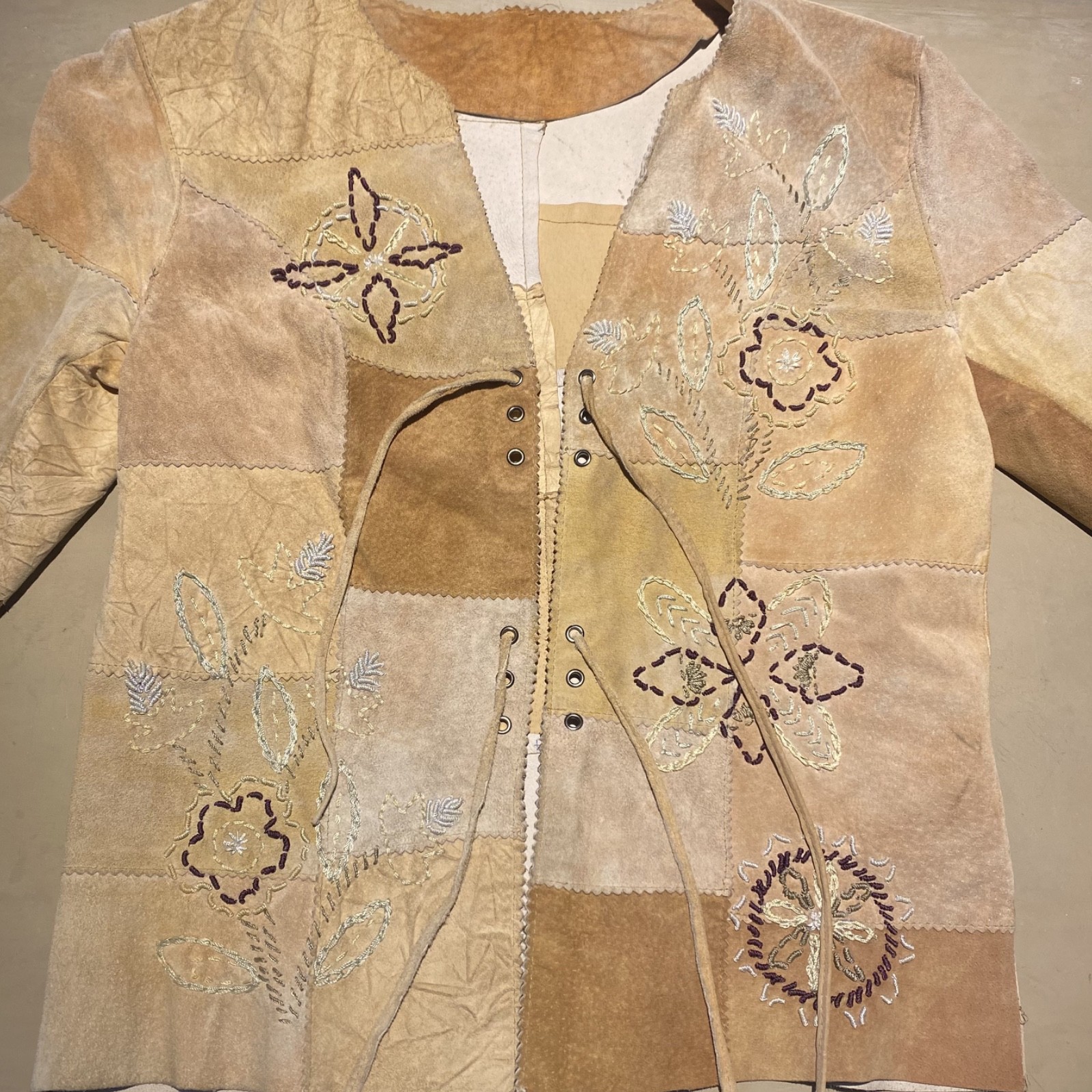 Vintage Patchwork Embroidered Leather Women's Shi… - image 3