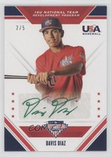 2020 Panini USA Baseball Stars & Stripes Green Ink 2/5 Davis Diaz Auto 0j81