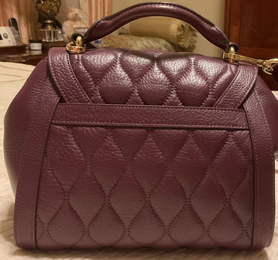 Vera Bradley Quilted Leather Mini Stella Satchel Bag in Aubergine - Image 2 of 4
