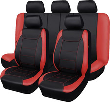 Car Seat Covers Protects Water Proof Faux Leather Carbon Fiber Front and Rear Be