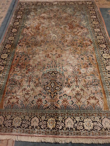 Seiden Handgeknüpfter Orientteppich LEBENSBAUM 124×192cm Vintage Seide Teppich - Bild 3 von 24