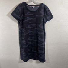 Talbots T By Talbots Dress Sz X Black And Gray Camo Short Sleeve Casual