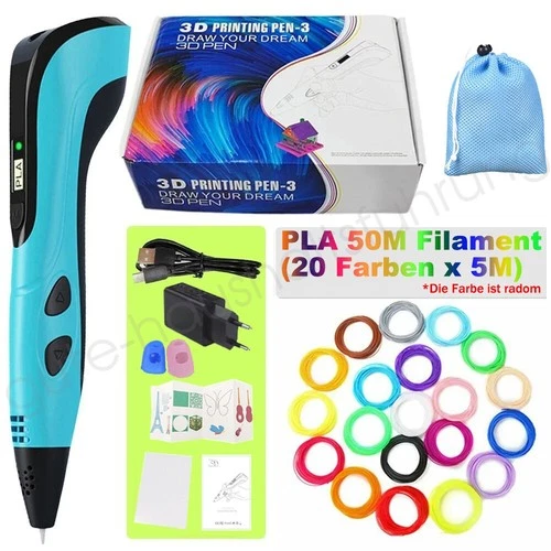 DIY Kinder 3D-Druckstift mit Anzeige 3 Startfarben 9-100M PLA Filament Bag