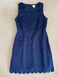 navy blue scalloped dress