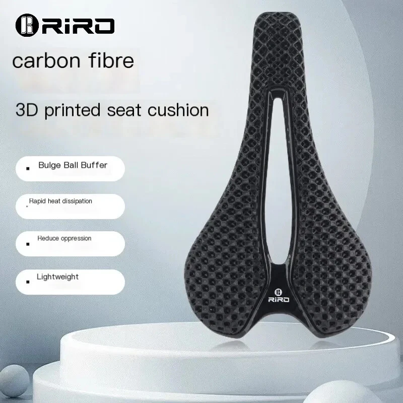 Sillín de bicicleta impreso en 3D de fibra de carbono hueco MTB bicicleta de carretera bicicleta asiento piezas Foto 2 de 4