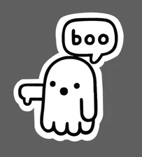 Boo Ghost Sticker Thumbs Down Waterproof Funny Horror Scary Gift NEW