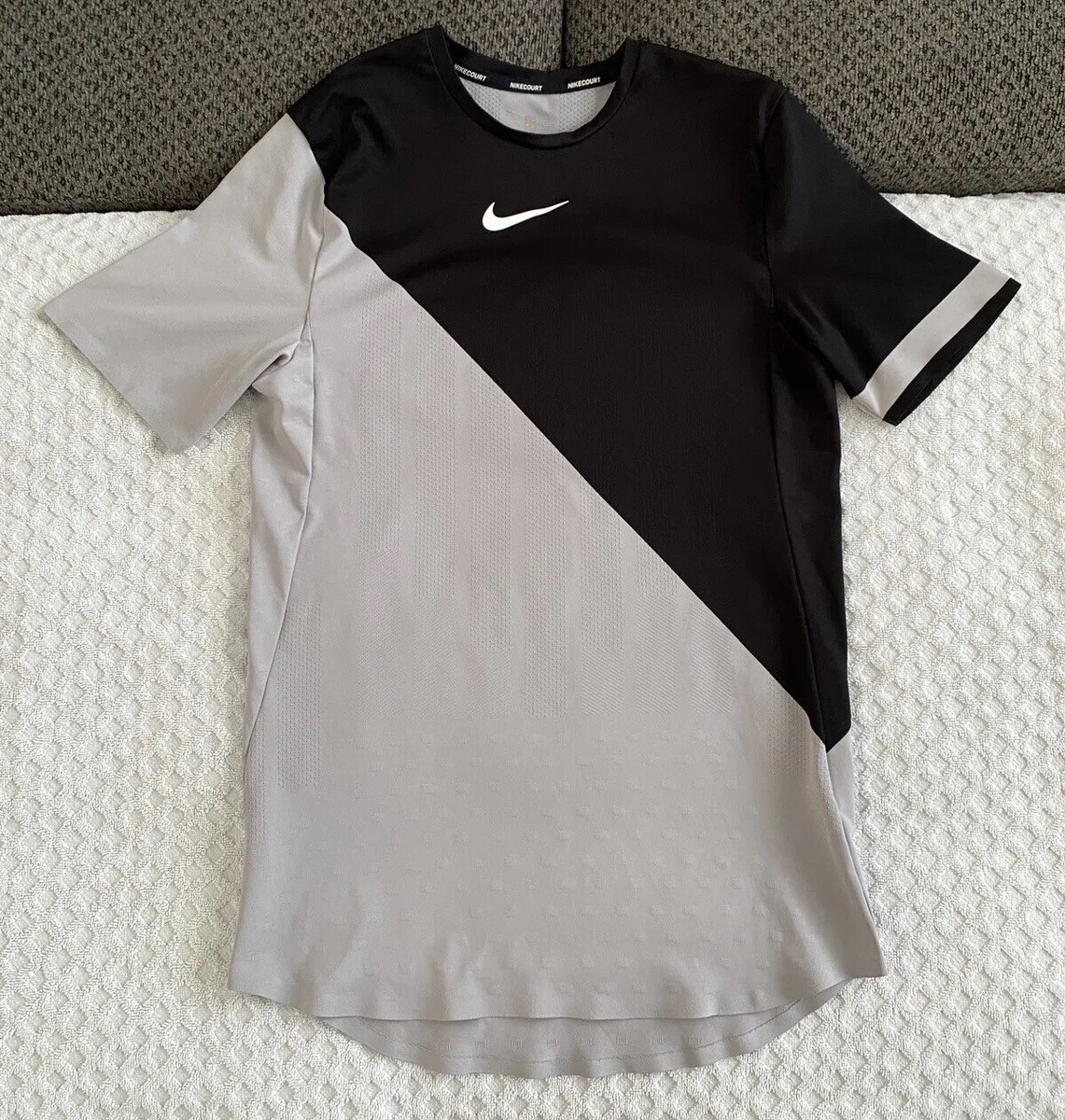 NikeCourt Zonal Cooling Challenger Tennis Top Grey Black XS 887513