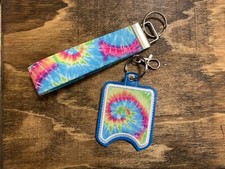 Pastel Tie Dye Wristlet key chain and Air Pod case set...Makes a great gift
