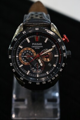 Pulsar By Seiko Chronograph Racing 100M Leather Strap Watch VK63 X016  Australia