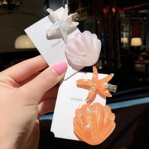 2pcs/set Girls Sea Star Shell Hairpins Irregular Hair Clip Women Fringe Hairgrip - Bild 11 von 13