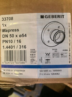 Geberit Mapress 33708 flange (pn10/16) 54mm Stainless Steel | eBay