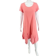 LOGO by Lori Goldstein Womens Dress with Eyelet Hem Tea Rose Petite Size Small