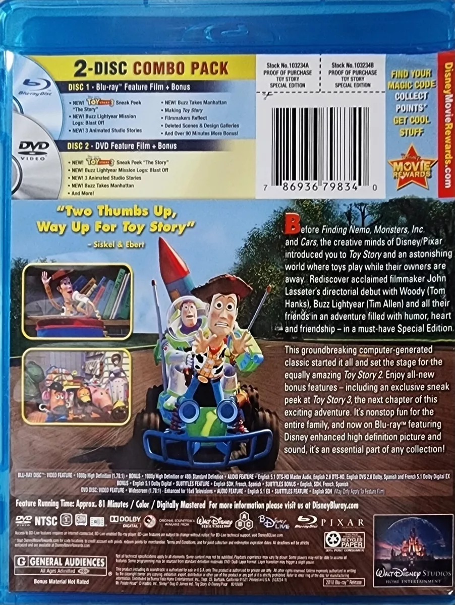 Toy Story (Blu-ray Disc, 2015) Disney Pixar John Lasseter