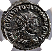 Diocletian Roman Empire AD 284-305 NGC AU Aurelianianus Soldier Spear Victory