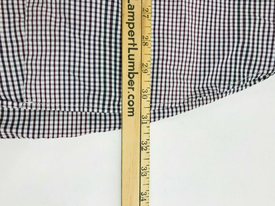 Camisa ajustada Alfani para hombre talla grande roja blanca negra a cuadros con botones Foto 4 de 4