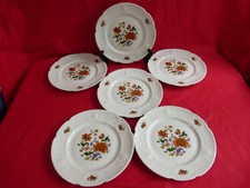 6 assiettes plates en porcelaine dure georges boyer,limoges,motifs floral