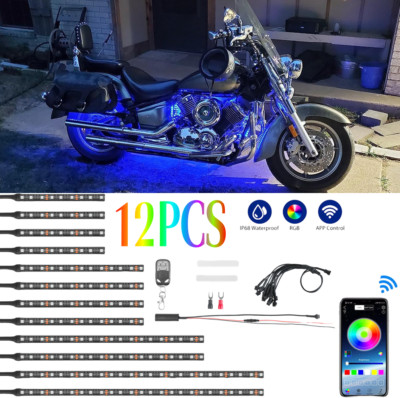 12x Motorcycle LED Underglow Light Neon RGB Strip Lamp For Harley Electra Glide