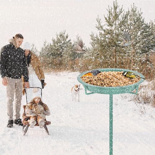 Metal Bird Bath for Outside, 36.2" Height Birdbath Bowl Standing Retro Green - Picture 5 of 7