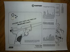 Crosman Mark MK I 1 Mark MK II 2 Pistol Seal Kit - Expl View Parts List  Guide