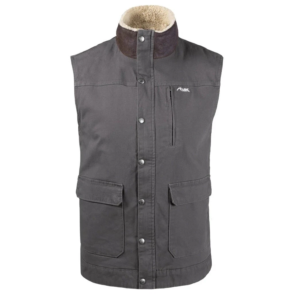 Mountain Khakis Men's Canvas Sherpa Lined Vest Size XL Grey And Tan