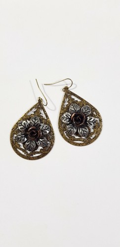 Boucles D'oreilles Anciennes Style Clip - Métal, Diamètre 3,5 Cm, Pierres Variées - Neuves Sans Emballage
