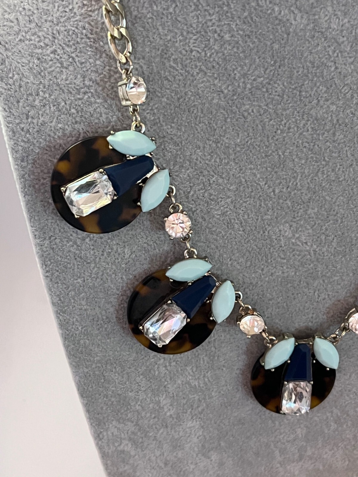 Tortoise Acrylic Shell Statement Necklace With Bl… - image 3