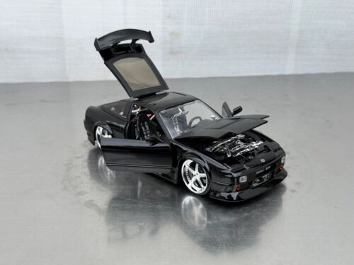 Raro Nissan 240SX negro brillante escala 1/24 Jada Toys sin calcomanías de patrocinador gráficos - Imagen 10 de 24