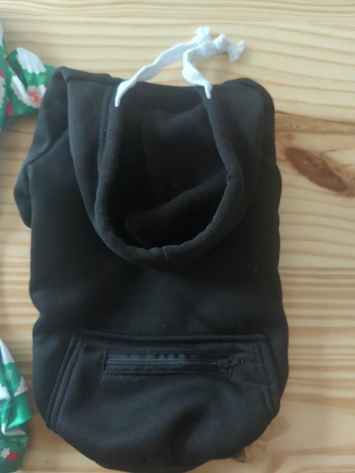 Roupa de cachorro roupa de cachorro com capuz para animais de estimação inverno cachorro preto suéter macio grande LG x2 - Imagem 3 de 4