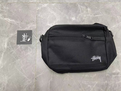 STUSSY Shoulder Bag Black Crossbody Mesh Pocket Stock Logo Shawn Font Logo - Picture 5 of 7