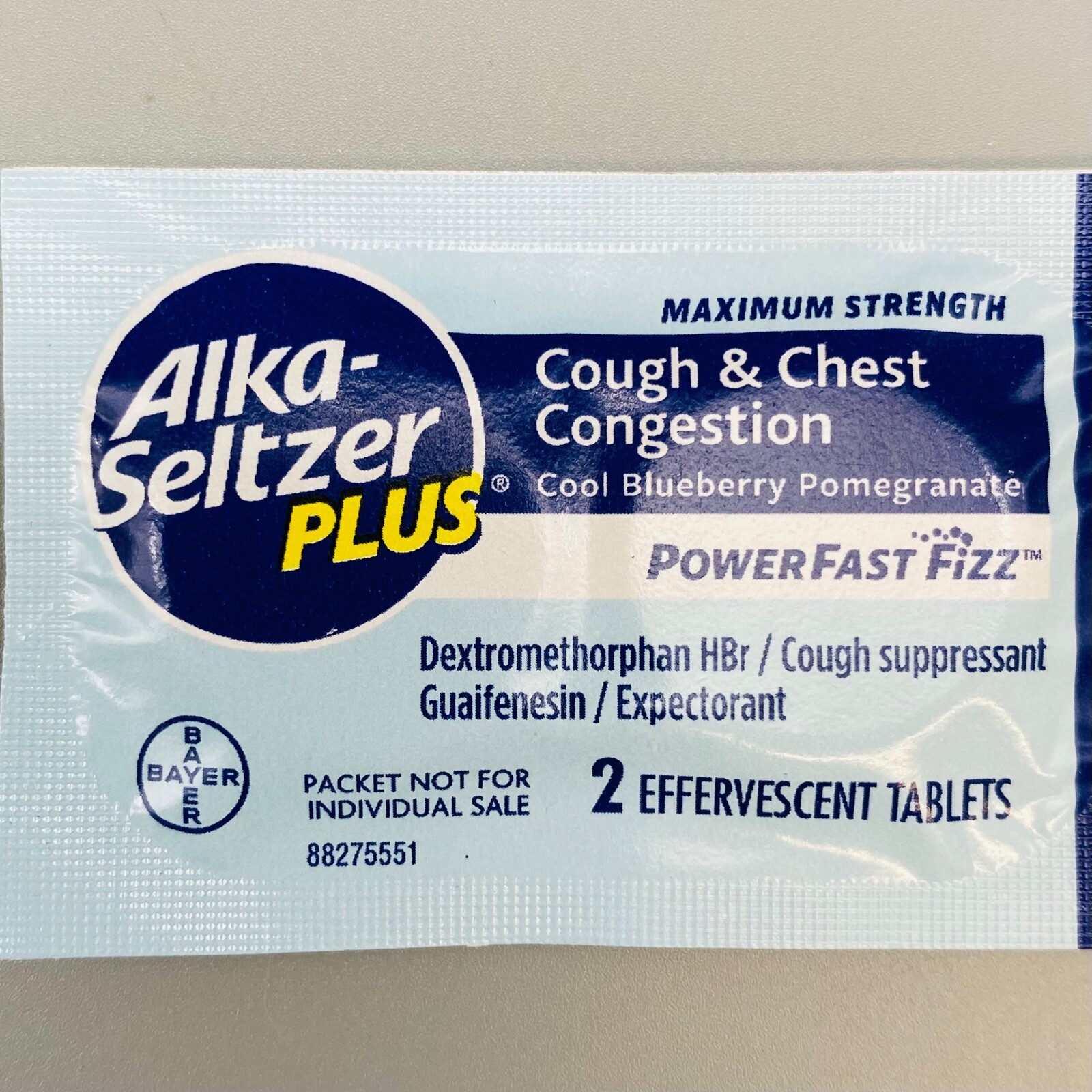 ALKASELTZER Plus COUGH & CHEST CONGESTION Cool Blueberry 36 Packs Exp